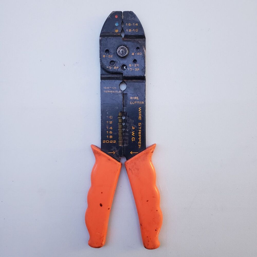 AWG Electrical Wire Cutter Stripper Orange Rubber Handle Tool Taiwan